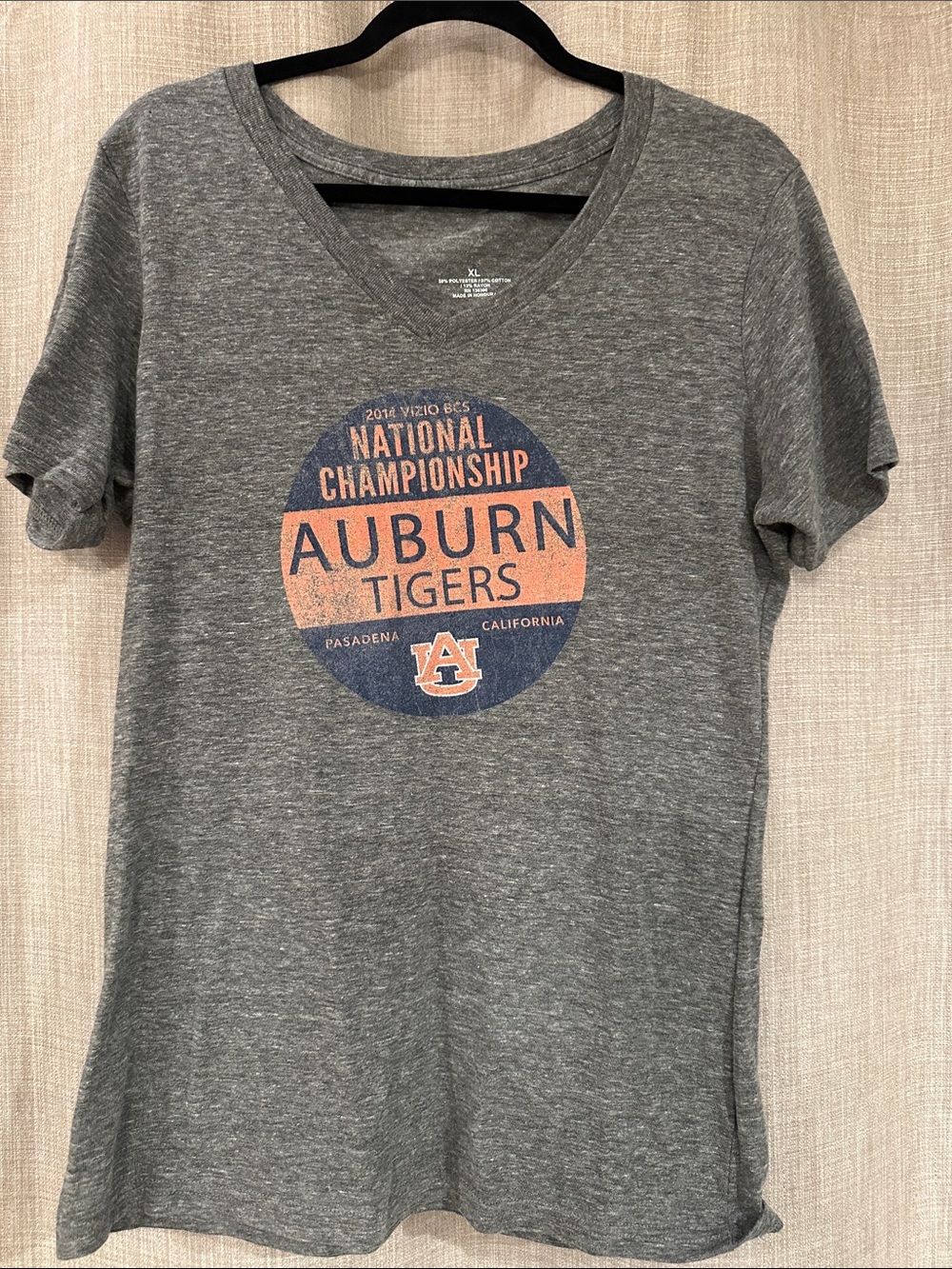 Auburn Tigers National Championship Grey V-Neck Tee